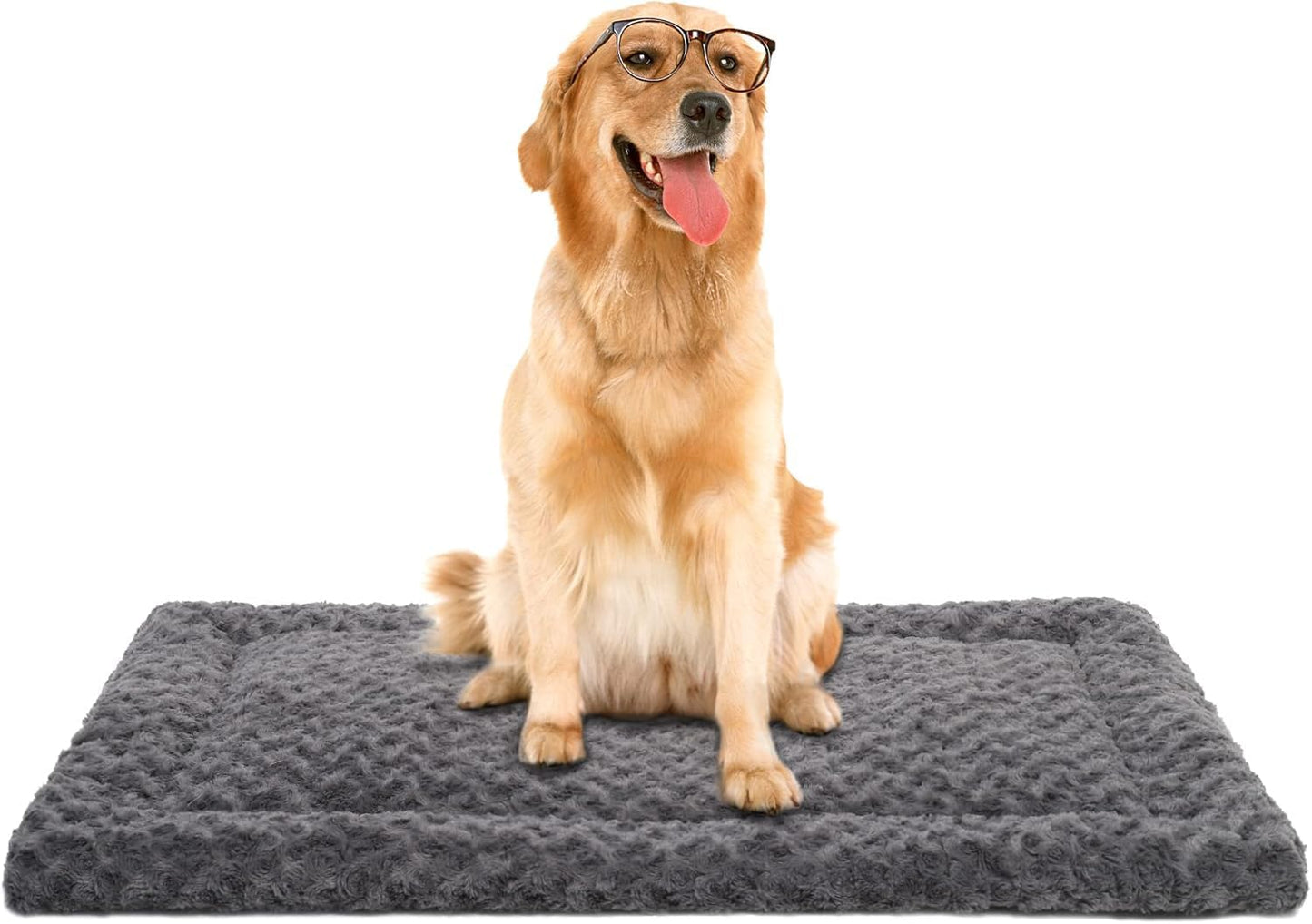 Washable Dog Bed Mat Ultra Soft Dog Crate Pad Comfy Fluffy Pet Kennel Beds Sleeping Mattress for Large Jumbo Medium Small Dogs, 36 x 23 Inch, Gray