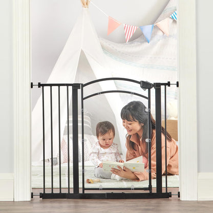 Regalo Safety 30.5-58" Extra Wide Arch Baby Gate with Door, Pressure Mount Walk Through Gate for Doorways & Bottom of Stairs, Babies, Toddlers & Pets, Tested & Safe, American Designed, American Owned