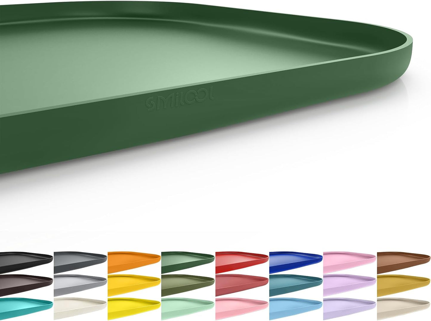 Small Silicone Pet Food Mat with Raised Edge for Food and Water Bowl, Square Dog Feeding Mats, Cat Food Trays for Floor Waterproof, Rubber Tray for Dogs and Cats, 12 x 12 x 0.7 Light Olive Green