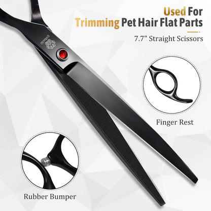 GLADOG Professional 5 in 1 Dog Grooming Scissors Set with Safety Round Tips, Sharp and Heavy-duty Pet Grooming Shears for Cats