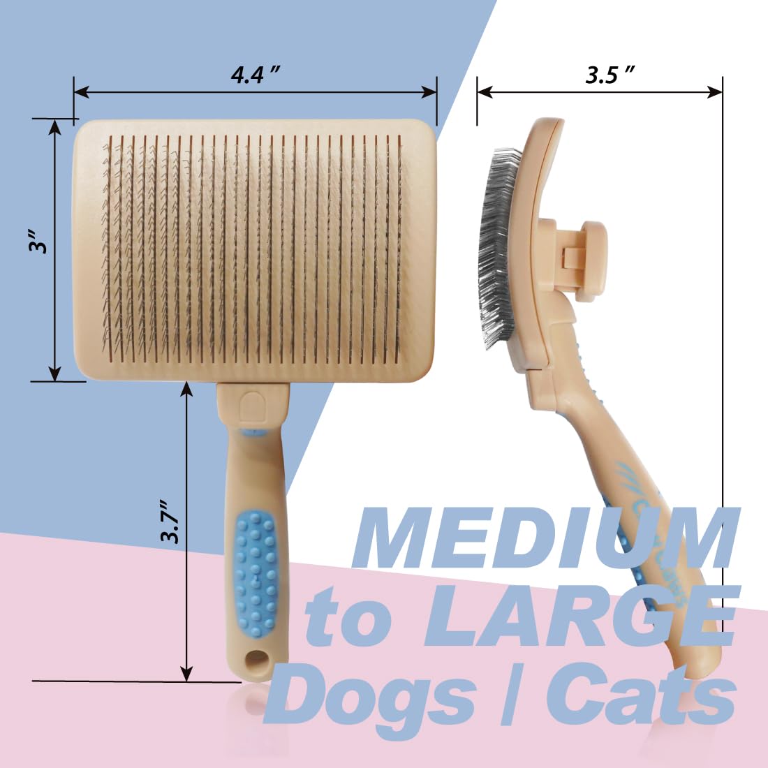 Pet Slicker Brush for Medium Dogs, Wooden Handle with Stainless Steel Soft Pins, Gently Remove Tangled, Loose Undercoat and Mats Hair, Pet Grooming Brush Tool (6.6")