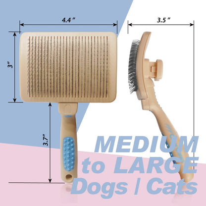 Pet Slicker Brush for Medium Dogs, Wooden Handle with Stainless Steel Soft Pins, Gently Remove Tangled, Loose Undercoat and Mats Hair, Pet Grooming Brush Tool (6.6")