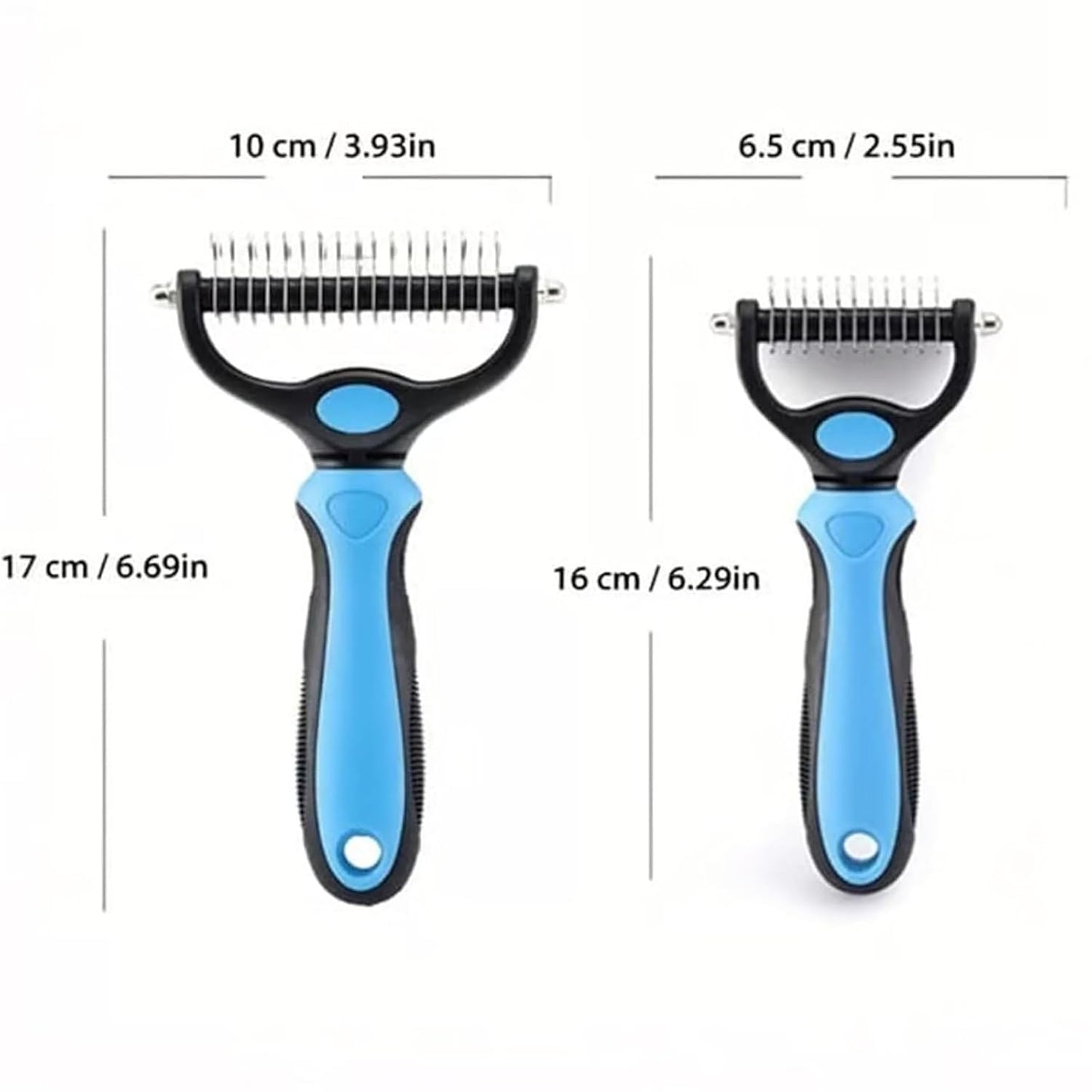 Pet Pro Grooming Tool, 2-in-1 Deshedding Dog Brush with 9/17 Teeth Undercoat Rake for Dogs & Cats, Dual-Sided Stainless Steel Pet Comb for Long Hair & Thick Coats, Non-Slip Ergonomic Handle (Pink-L)