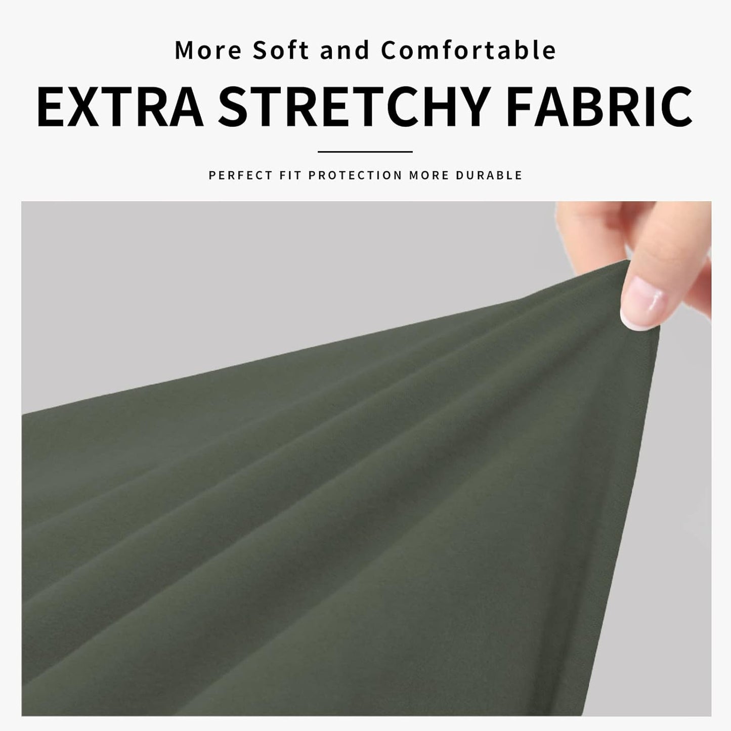 Easy-Going 100% Dual Waterproof 4 Pieces Stretch Soft Couch Cover for Dogs, Sofa Slipcover for 3 Separate Cushion Couch Leakproof Furniture Protector for Kids, Pets Dark Gray