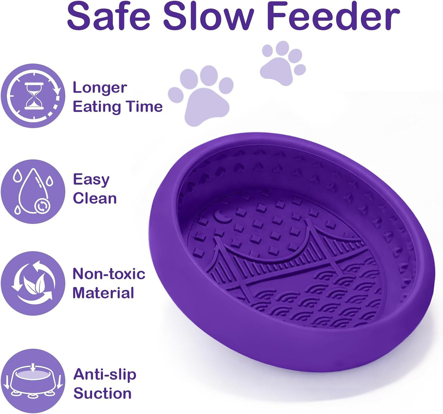 Dog Lick Bowl, BPA Free Silicone Slow Feeder Licking Mat with Strong Suction for Dog, Non-Slip Freeze Licking Bowl for Anxiety Relief & Boredom, Dishwasher(Blue, Large)