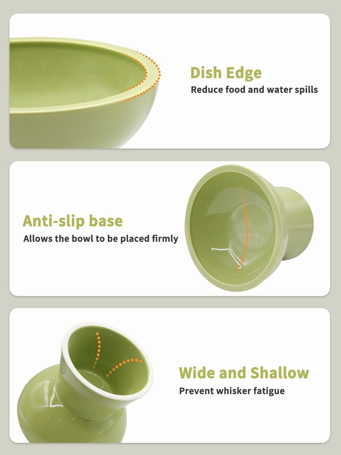 LoeJan Elevated Cat Food and Water Bowls Set, Extra Wide and Raised Ceramic Bowls, Anti-Vomit Whisker-Free Pressure Cat Feeder for Kittens to Adult Cats and Small Dogs (White, Water Bowl)