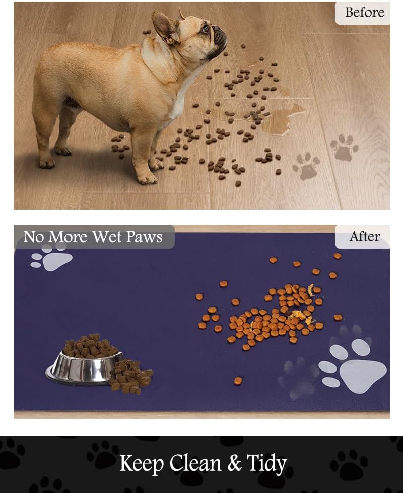 PADOOR Pet Feeding Mat-Absorbent Dog Mat for Food and Water Bowl-No Stains Easy Clean Dog Food Mat-Quick Dry Water Dispenser-Puppy Supplies Accessories