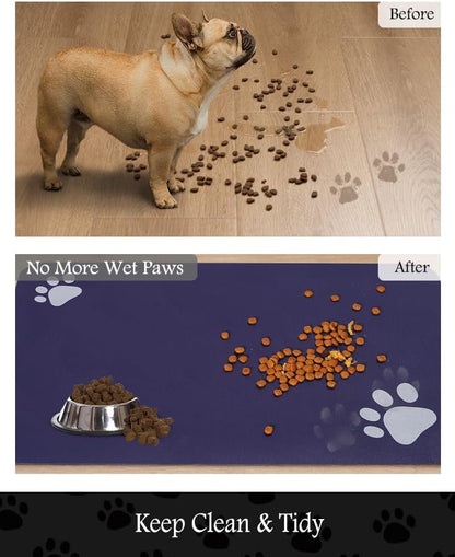 PADOOR Pet Feeding Mat-Absorbent Dog Mat for Food and Water Bowl-No Stains Easy Clean Dog Food Mat-Quick Dry Water Dispenser-Puppy Supplies Accessories