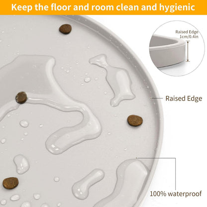Ptlom Silicone Pet Placemat for Dogs and Cats, Non-Slip Waterproof Dog Feeding Bowl Mats for Food and Water, Small Medium Large Pet Puppy Tray Mat Prevent Residues from Spilling onto The Floor, Beige