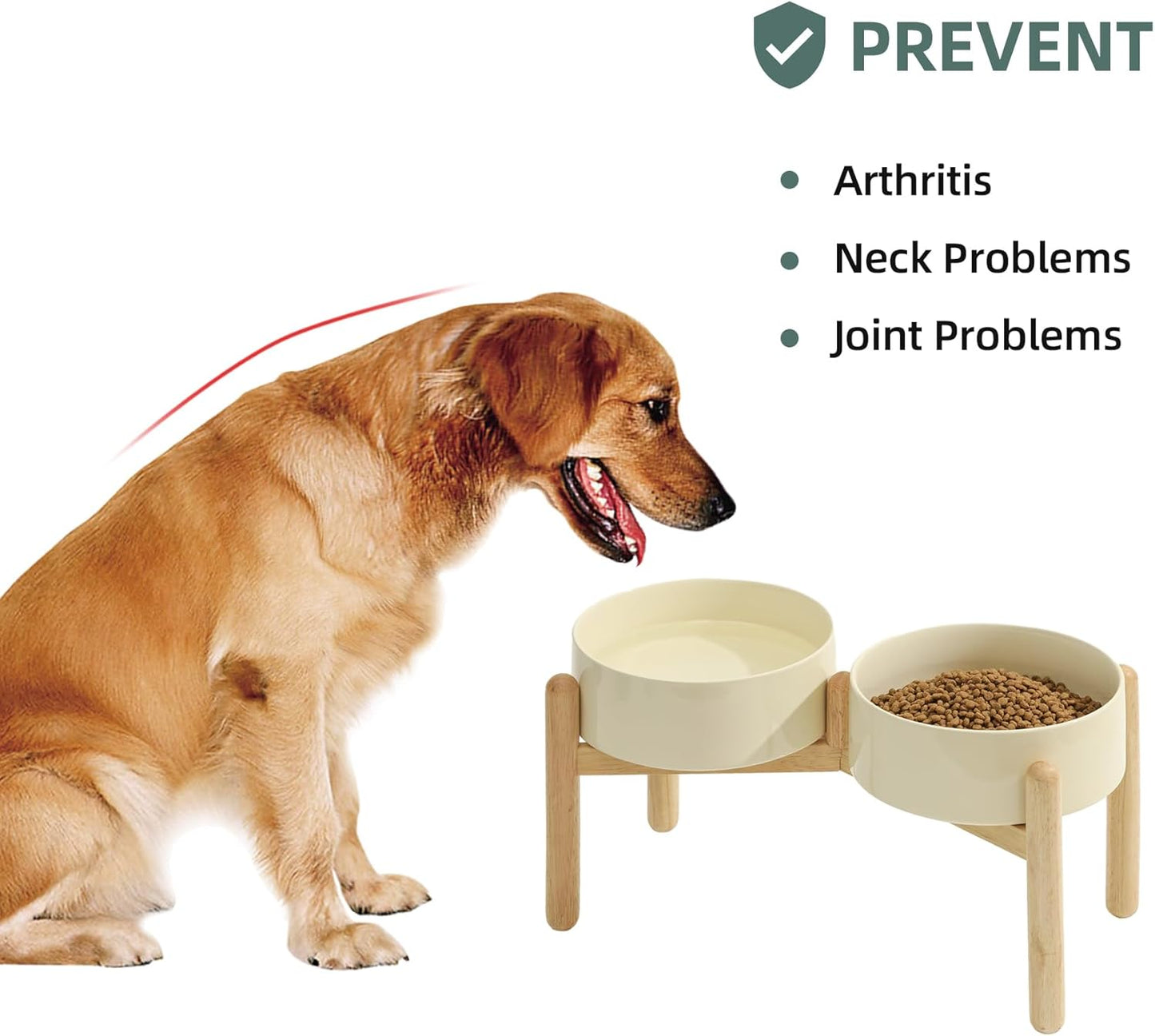 Havniva 8.3inch Ceramic Raised Dog Bowl with Stand, Elevated Dog Bowls for Large Breed Dog Food and Water Bowl Non-Slip Dog Dish Large Capacity Feeding Pet Water Bowl