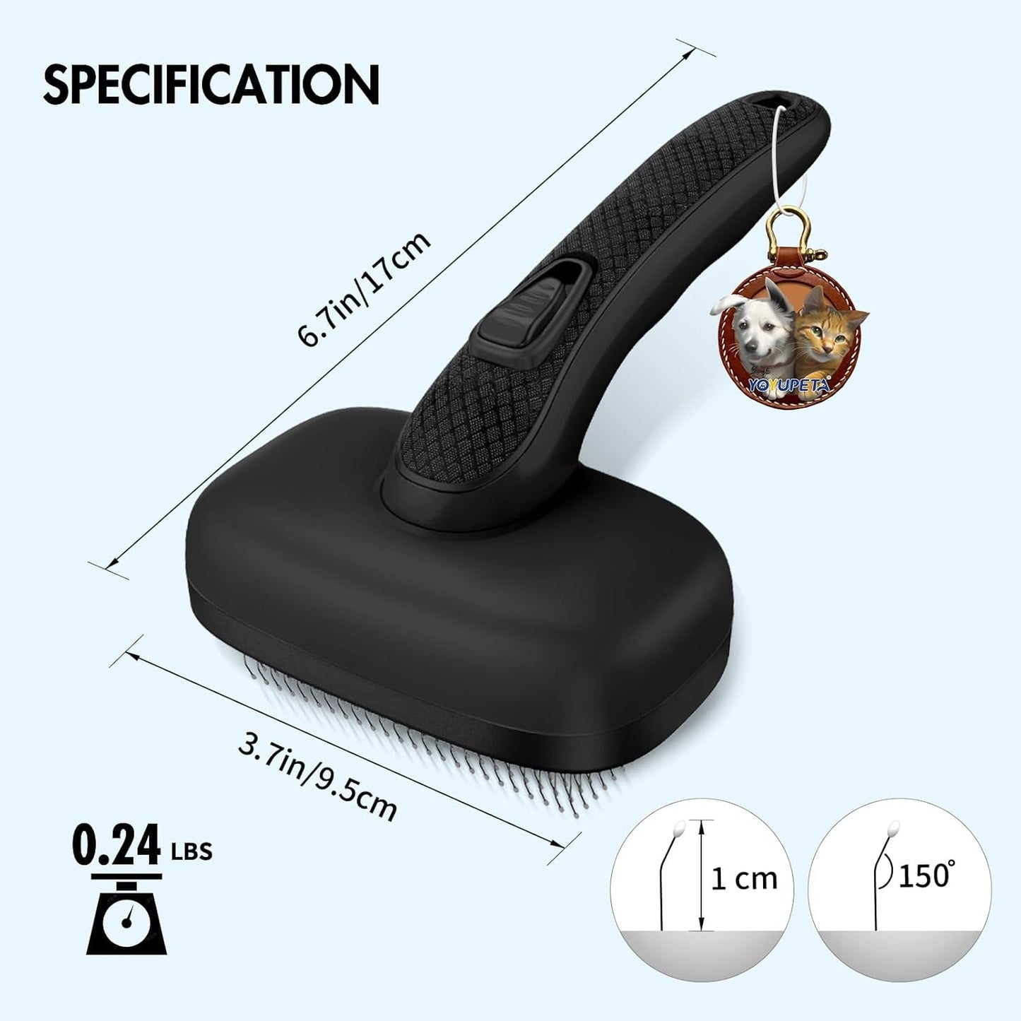 Cat Brushes for Indoor Cats - Self Cleaning Slicker Brush for Shedding Short & Long Haired Dogs, Skin Friendly Deshedding Grooming Tool to Removes Loose Fur, Mats,Tangles & Undercoat, Gray