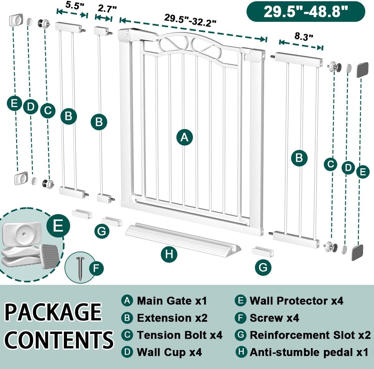 Fairy Baby 68.1"-70.8" Extra Wide Press Mounted Baby Gate Indoor for Kids Or Pets Walk Thru No Drill Long Dog Gates for The House Doorway Child Safety Gate