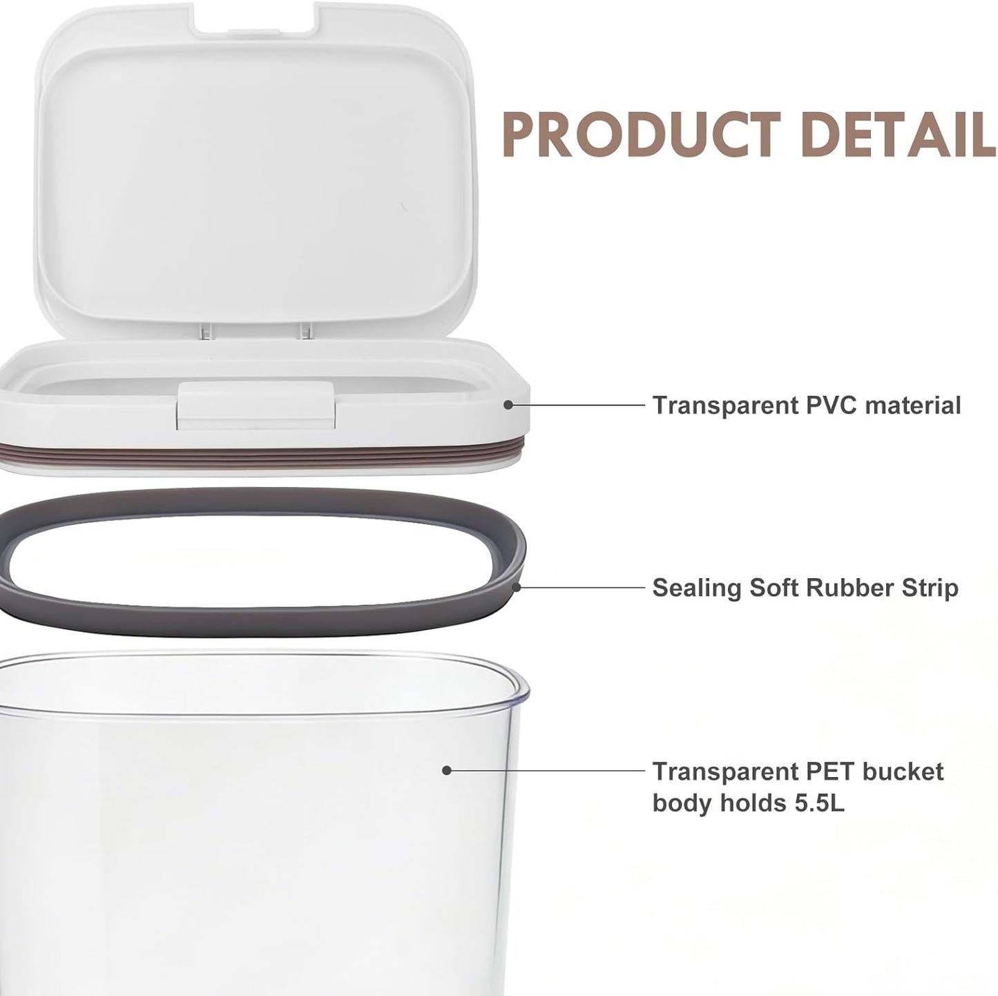 6 lbs Airtight Dog Cat Food Storage Container and Dog Treat Containers BPA-Free, PET Clear Stackable Pet Storage Bin, 1-Cup Scoop, 1-Sponge cleaning brush, Pop Top, With handle, Easy Mobility-Medium
