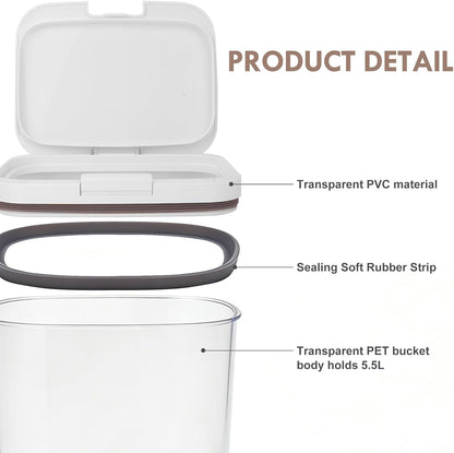 6 lbs Airtight Dog Cat Food Storage Container and Dog Treat Containers BPA-Free, PET Clear Stackable Pet Storage Bin, 1-Cup Scoop, 1-Sponge cleaning brush, Pop Top, With handle, Easy Mobility-Medium