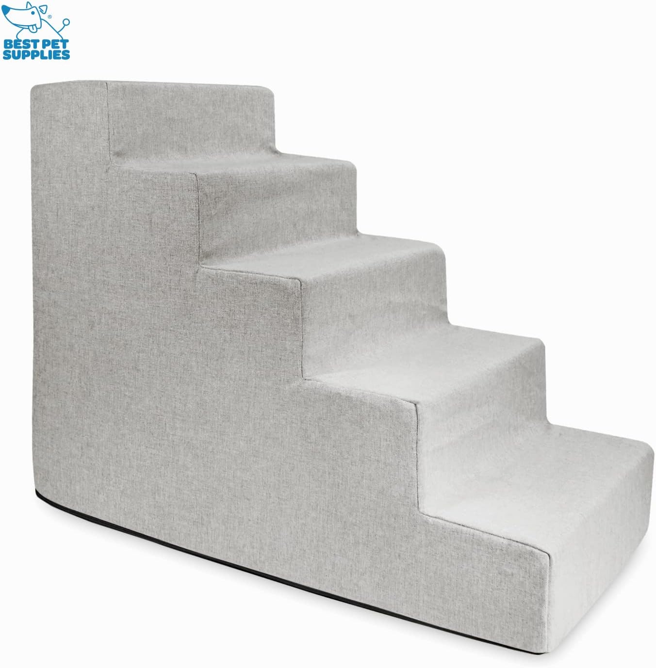 Best Pet Supplies Dog Stairs & Steps - Foam Steps for Small Dogs & Cats, Non-Slip Indoor Balanced Pet Step Support, Dog Ramp, No Assembly, Ash Gray Linen, 2-Step (12-inch Height)
