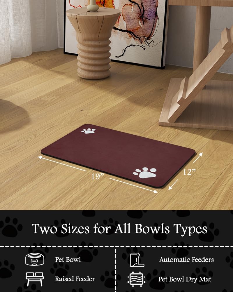 PADOOR Pet Feeding Mat-Absorbent Dog Mat for Food and Water Bowl-No Stains Easy Clean Dog Food Mat-Quick Dry Water Dispenser-Puppy Supplies Accessories