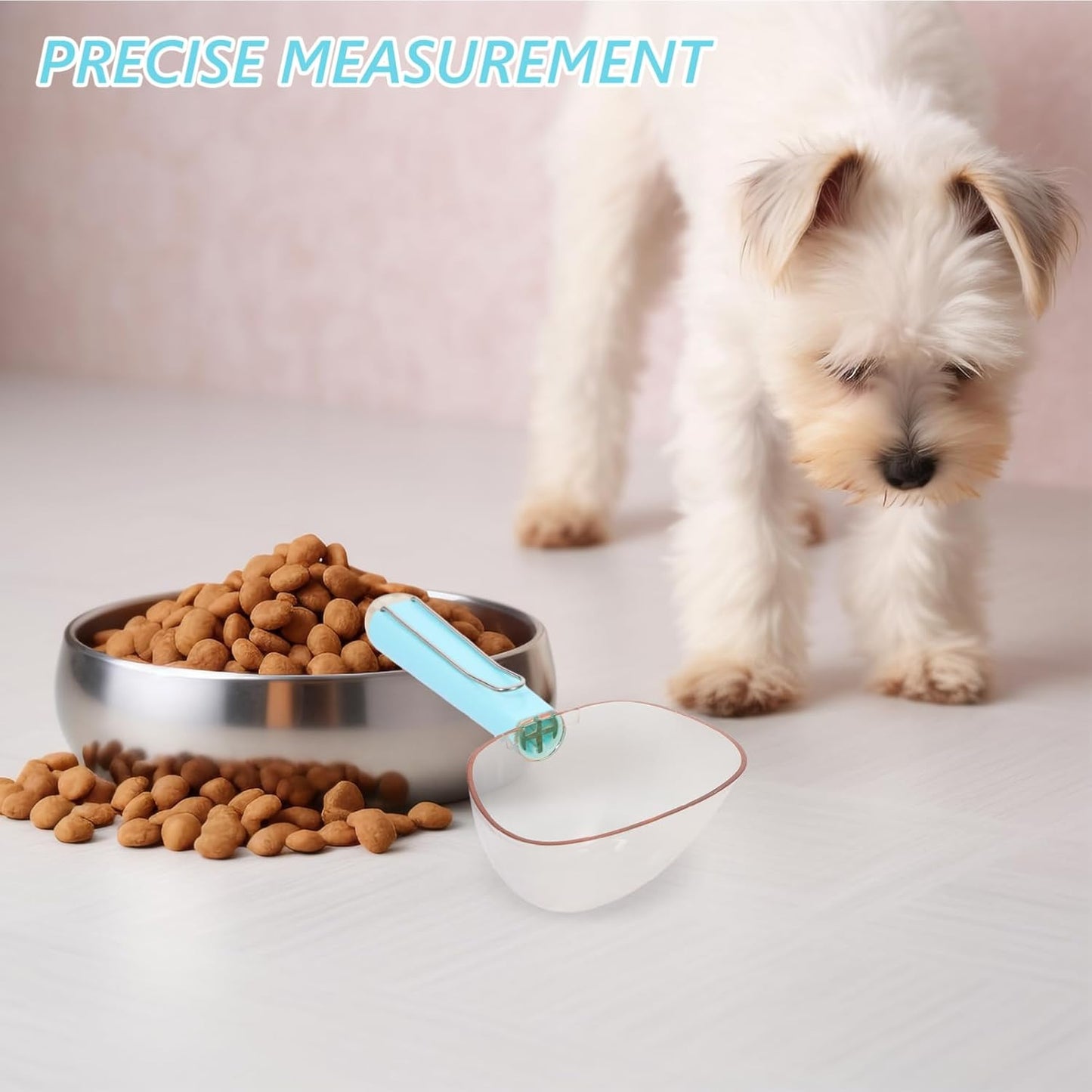 Yardwe Pet Food Scoop with Stainless Steel Clip, Precise Measurements for Cat and Dog Food