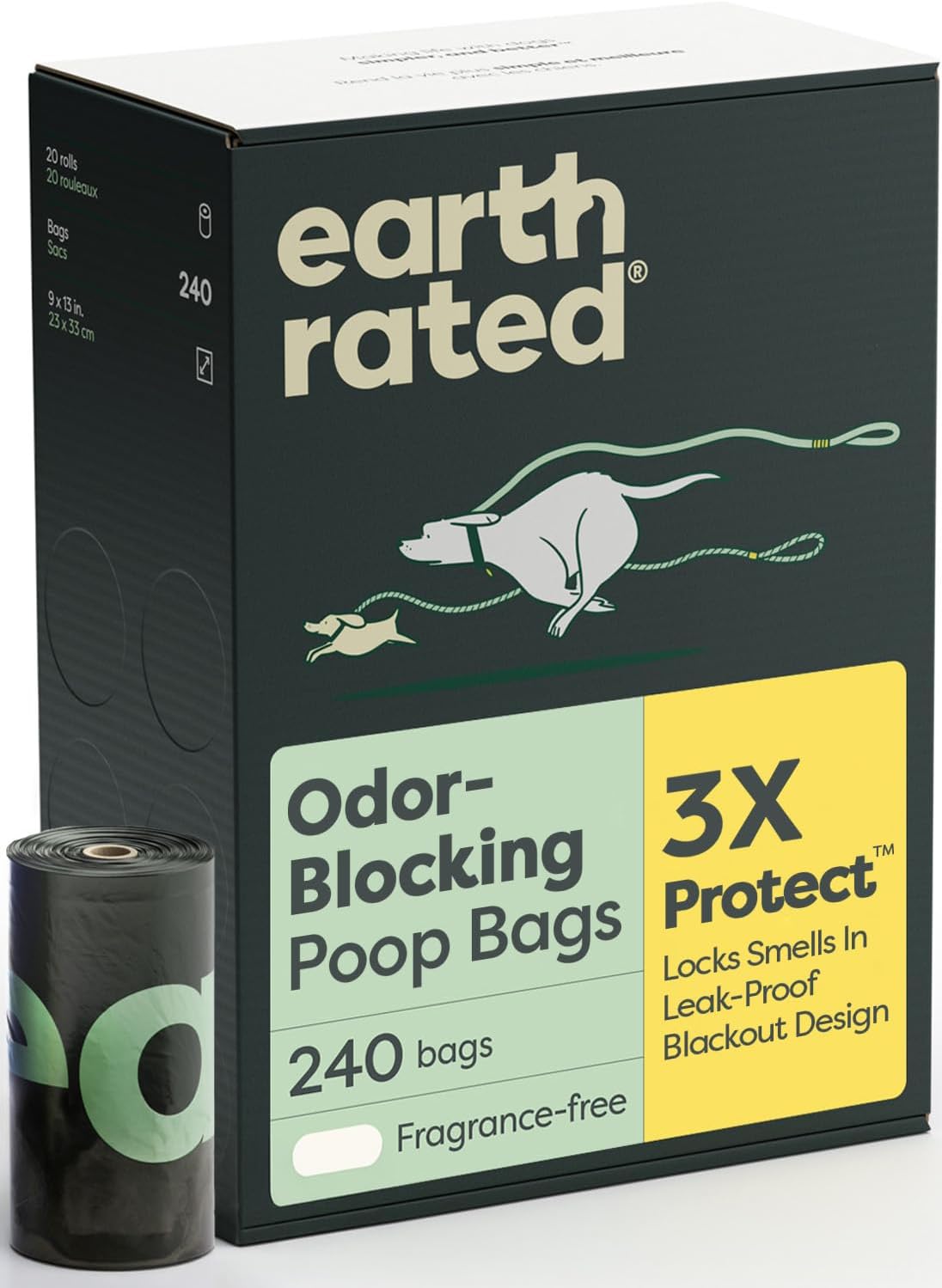 Earth Rated Dog Poop Bags Value Pack, Leak-Proof and Extra-Thick Pet Waste Bag for Big and Small Dogs, Refill Rolls, Unscented, 600 Count