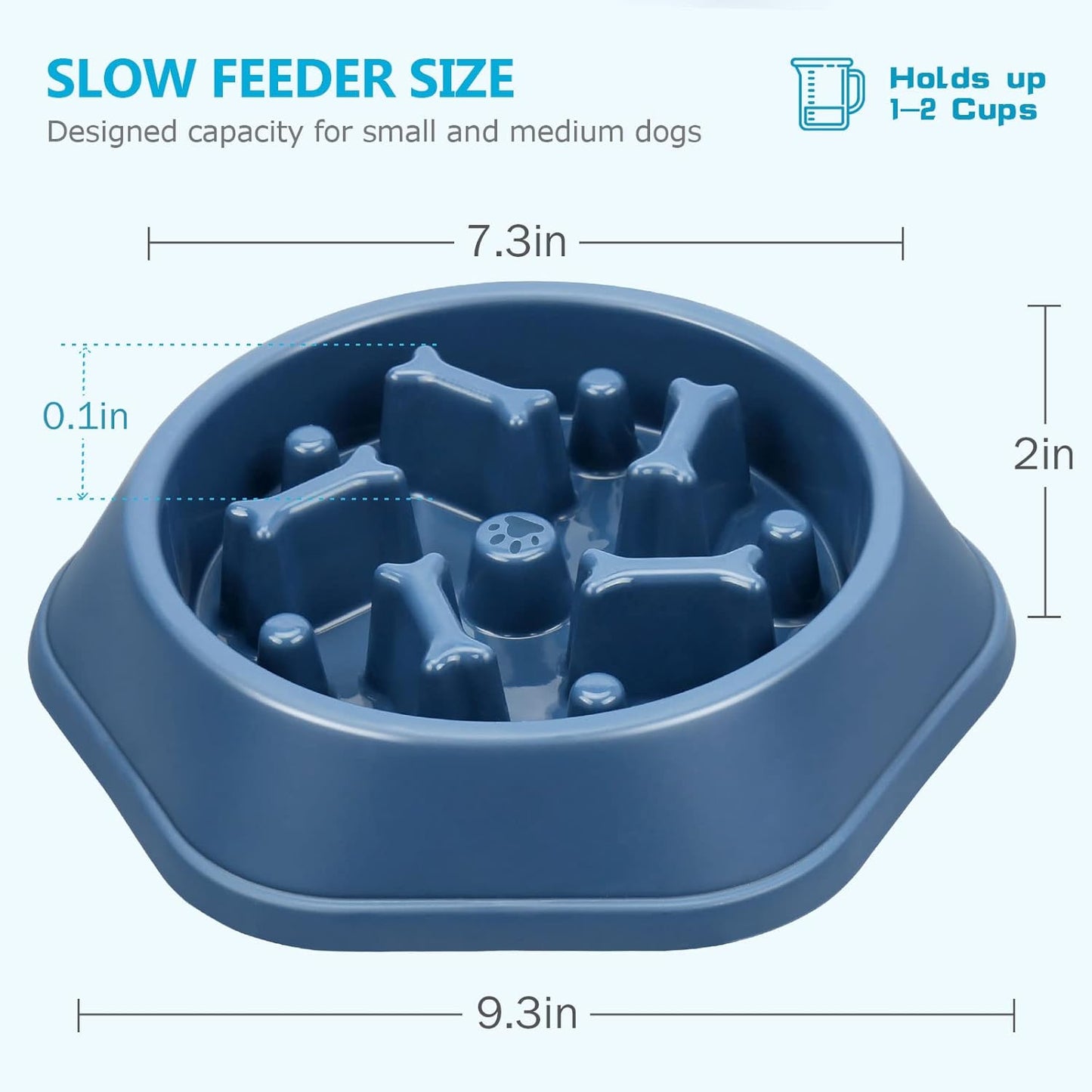 UPSKY Slow Feeder Dog Bowl Anti-Chocking Slower Feeding Pet Puzzle Bowls, Interactive Bloat Stop Dog Food Dishes Non-Slide Dogs Lick Treat for Small Medium