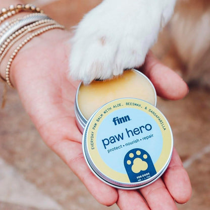Finn Paw Hero Natural Dog Paw Balm | Hot Pavement, Sand & Trail Protection | Moisturizes Dry, Cracked Pads | Lick-Safe Ointment for Spring & Summer Activities – 1.75 oz