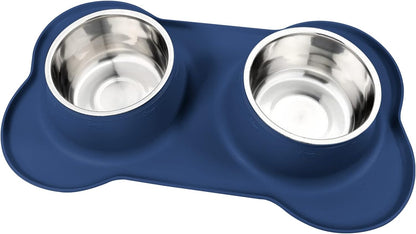 AsFrost Dog Food Bowls Stainless Steel & Water Dish with No-Spill and Non-Skid, Feeder Bowls with Dog Food Dish for Small Medium Large Size,Dogs,Cats,Puppy Pets, Black, 12oz