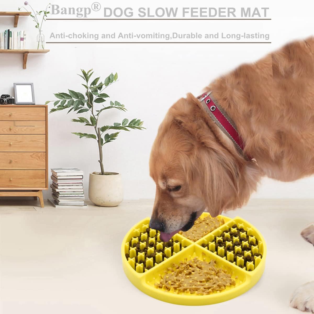 Bangp Silicone Dog & Cat Lick Mat and Slow Feeder,Extends Mealtime for Fast Eaters and Reduces Anxiety,Heavy-Duty Design,Dishwasher Safe,Perfect for Yogurt,Treats,Peanut Butter (Blue)