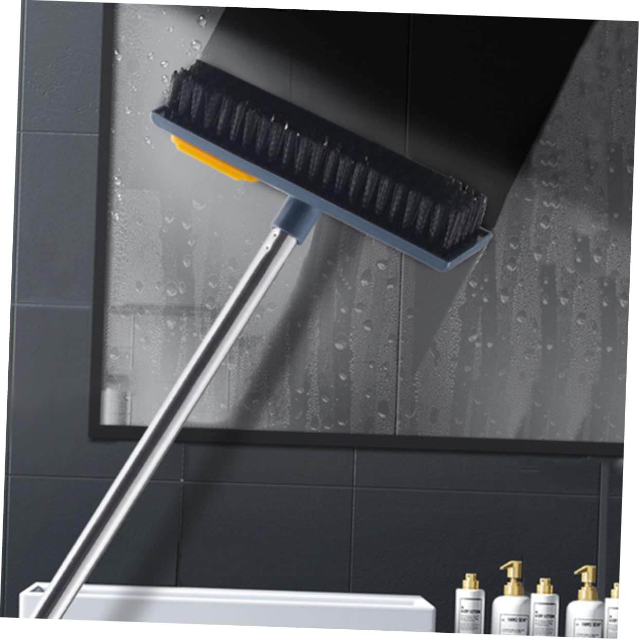 PartyKindom Household Push Broom Pet Hair Broom for Carpet Cleaning Angle Scrub Brush Telescopic Tube