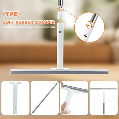 Rubber Squeegee Broom for Floor,62" Long Handle Window Squeegee, Silicone Pet Hair Remover,Magic Squeegee Broom for Indoor Cleaning,Cleans Glass, Hair, fine dust, Liquids, Suitable Smooth Floors, Rugs