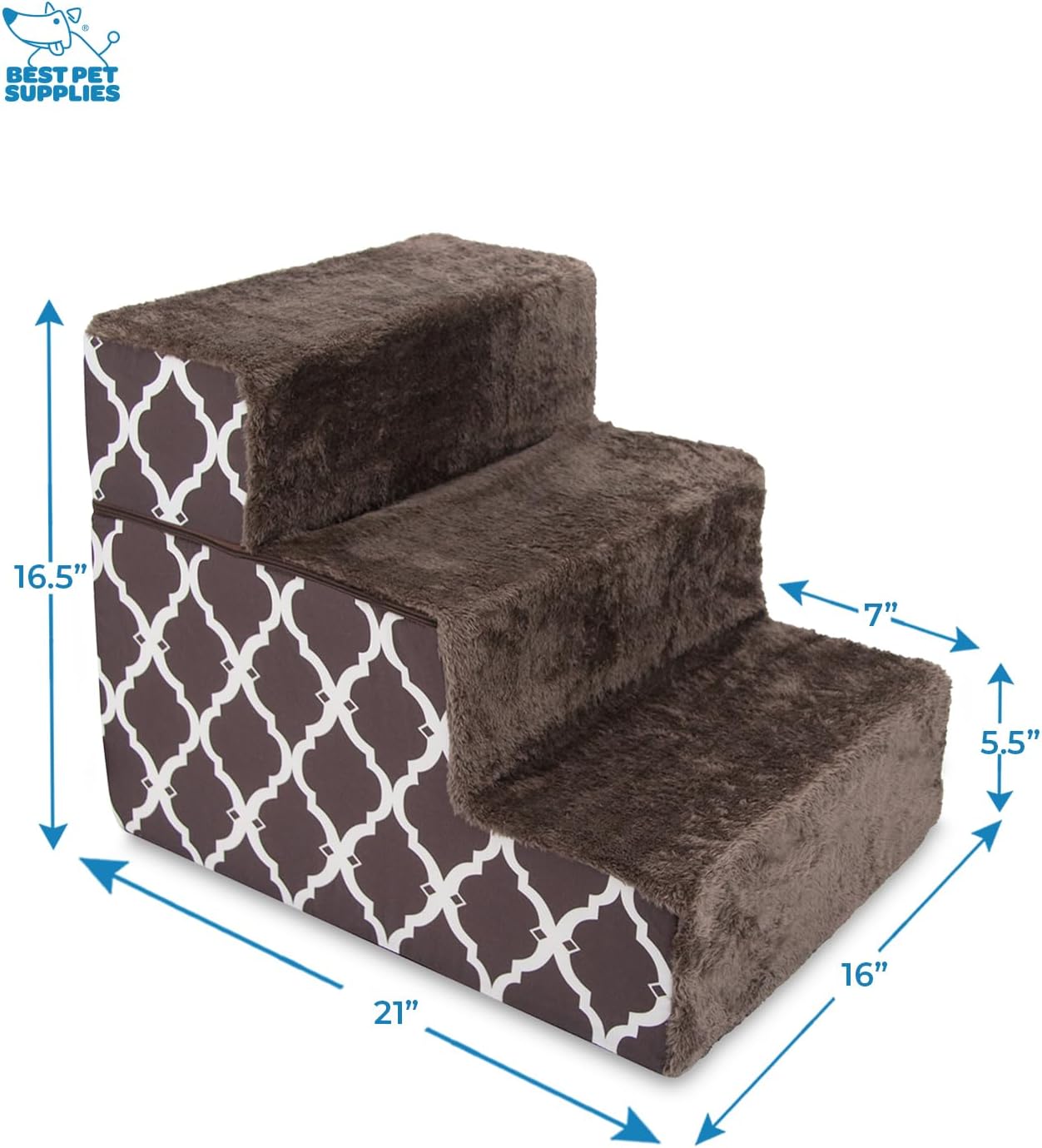 Best Pet Supplies Dog Stairs & Steps - Foam Steps for Small Dogs & Cats, Non-Slip Indoor Balanced Pet Step Support, Dog Ramp, No Assembly, Pale Teal, 3-Step (13.5-inch Height)