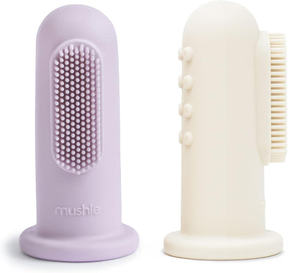 mushie Baby Finger Toothbrush (Tradewinds/Stone) 2-Pack