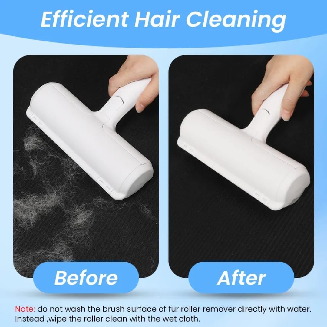 EcoPet's Pet Hair Remover – Reusable Lint Roller for Cat & Dog Fur on Furniture, Clothes, Couch, Carpet, Car, Rugs & Bedding – Portable Hair Removal Tool, Eco-Friendly, Upgraded Handle (White & Red)