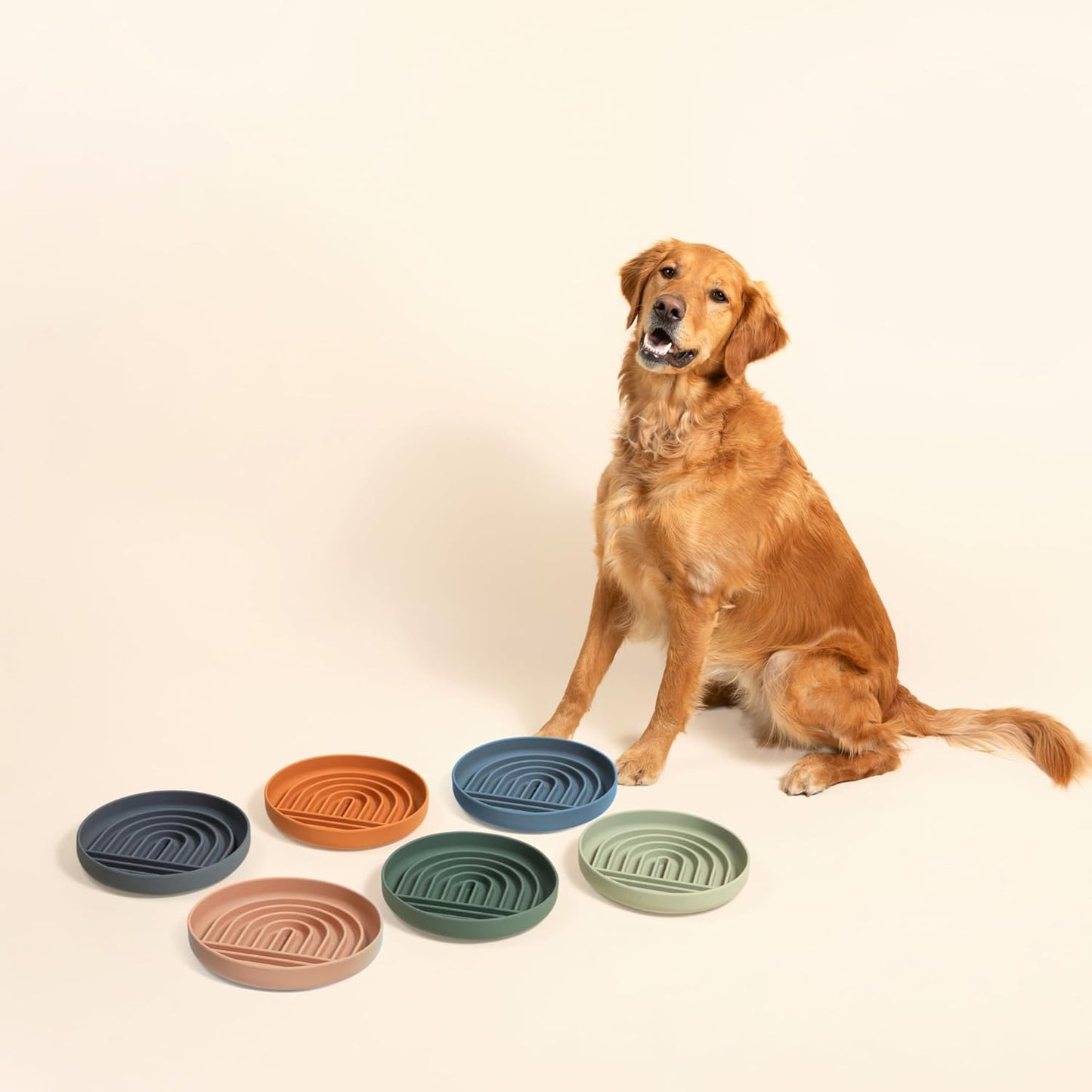 Should We Go? Slow Feeder for Dogs & Puppies, The Slowdown Bowl Silicone Slow Eating, Modern Lick Mat Design, Reduces Gulping, Fits 2 Cups, 7.5” Across x 1.5” Tall, Mealtime Challenge, Medium-Blush