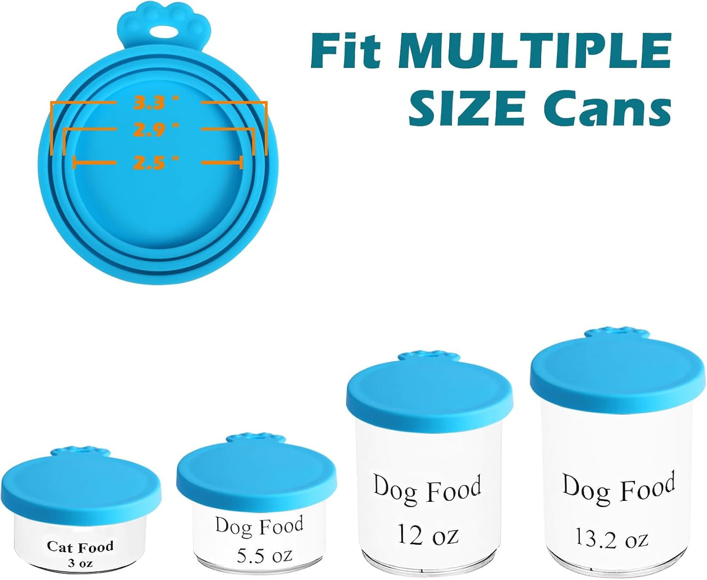 PetBonus 3 Pack Silicone Pet Can Cover Lids, Universal Size for Dog Cat Food, 1 fit 3 Standard Size Can Tops, BPA Free Dishwasher Safe (Blue, Green, Orange)