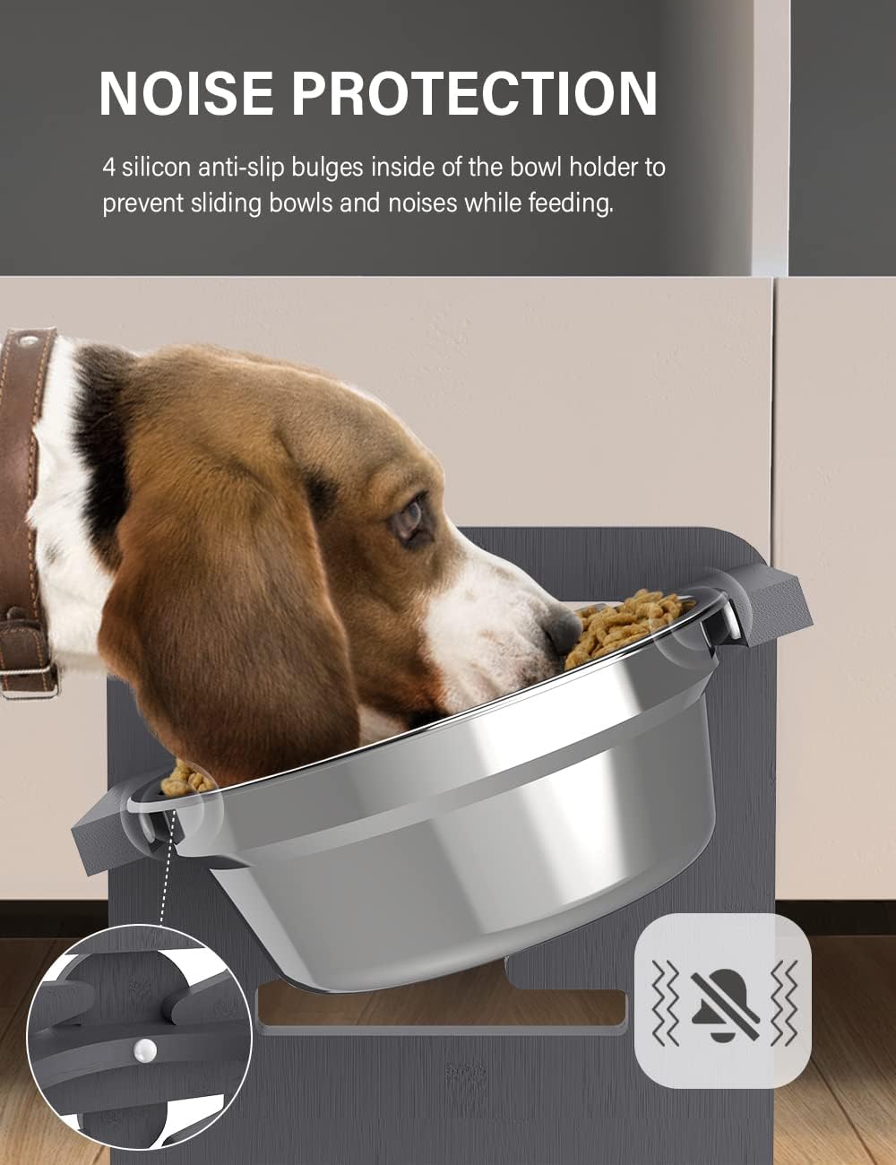 Vantic Elevated Dog Bowls, Adjustable Raised Dog Bowl Stand for Small Puppy and Cats, Sturdy Bamboo Pet Food Feeder with 2 Stainless Steel Dishes, Natural