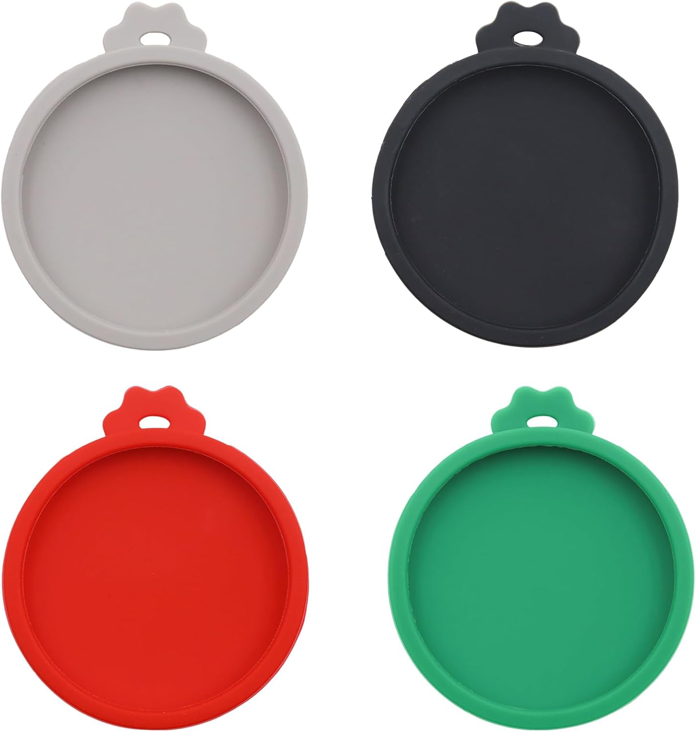 PINE & LINEN 4 Pcs 2.5inch Durable Pet Can Lids, Silicone Small Pet Can Covers Waterproof Cat Food Cans Lids for 3 oz Cat Food Cans（Yellow+Red+Pink+Blue）