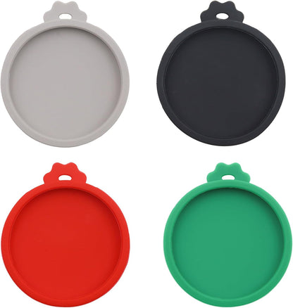 PINE & LINEN 4 Pcs 2.5inch Durable Pet Can Lids, Silicone Small Pet Can Covers Waterproof Cat Food Cans Lids for 3 oz Cat Food Cans（Yellow+Red+Pink+Blue）