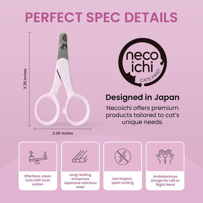 Necoichi Purrcision Feline Nail Clipper | Lever Principle Cat Nail Clipper | Butter-Smooth Cuts | Made in Japan, Seki Swordsmith Craftsman | Stainless Steel Cat Claw Trimmer for Indoor Cats (White)