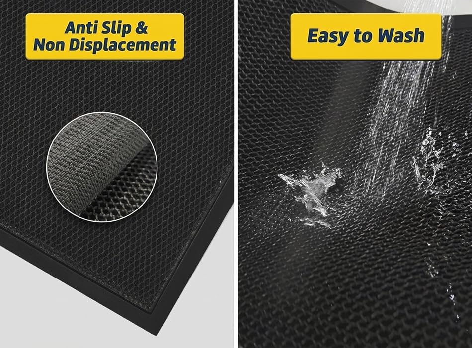 Muddy Mat® Meshy Mat™ Door Mat Heavy-Duty Quick-Dry Floor Mat, Sand & Dirt Trapper for Indoor & Outdoor, Ideal for Entrance, Mudrooms,Patios & Garages,Low-Profile,Non-Slip,Washable– Black 17"x30"x0.4"
