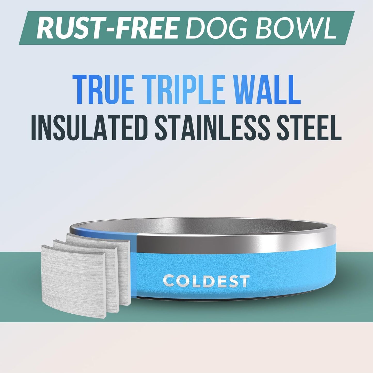 Coldest Dog Bowl - Anti Rust Metal, Non Slip, 3 Layers Insulated Stainless Steel Dog Bowls - Spill Proof & Heavy Duty - Water Bowl for Dogs, Cats & Pets, Dish Washer Safe (21 oz, Stealth Black)