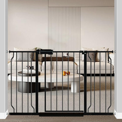 Fairy Baby Extra Wide Baby Gate Black 57.5-62 Inch Wide, Walk Through Pressure Mounted No Drill for Doorways, Long and Large Tension Dog Gates for Pet and Kids