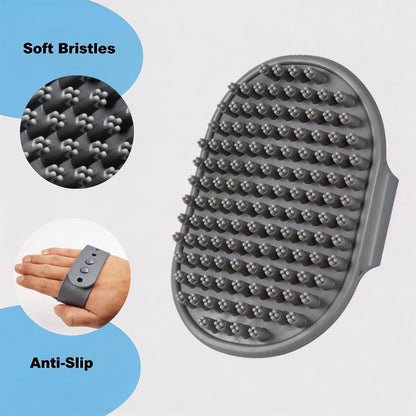 3PCS Dog Bath Supplies - Dog Washing Gloves and Pet Shampoo Brush, Wash Mitt with 3000 Soft Bristles, Adjustable Handle Scrubber for Bath, Massage and Grooming