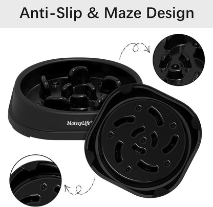 MateeyLife Slow Feeder Dog Bowls 2PCS, Anti-Choking Puzzle Dog Food Bowls, Anti-Slip Interactive Feeding Slow Down Eating, Bloat Stop Maze Dishes for Medium Breeds Pink&Purple