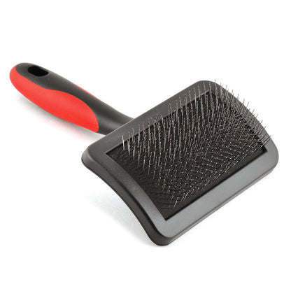 Jeffers Pet Dual Level Pin Universal Slicker Brush for Dogs, Cats & Small Pets - Curved Grooming Brush with Long & Short Pins for Shedding, Detangling, Finishing - Remove Mats & Dead Coat - Large