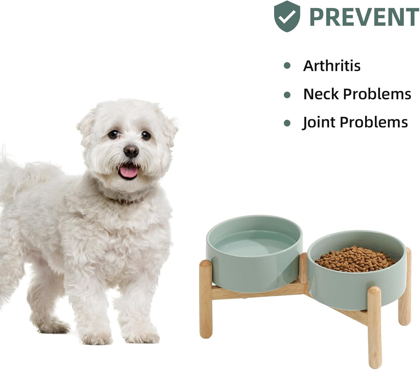 Havniva 8.3inch Ceramic Raised Dog Bowl with Stand, Elevated Dog Bowls for Large Breed Dog Food and Water Bowl Non-Slip Dog Dish Large Capacity Feeding Pet Water Bowl