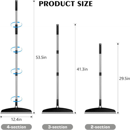 Multifunction Silicone Broom, 54 Inch Long Handle Silicone Floor Squeegee Broom, Sweep and Scrape 2 in 1 Household Cleaning Rubber Broom for Floor, Bathrooms, Kitchens, Showers, Tile, Pet Hair, Glass
