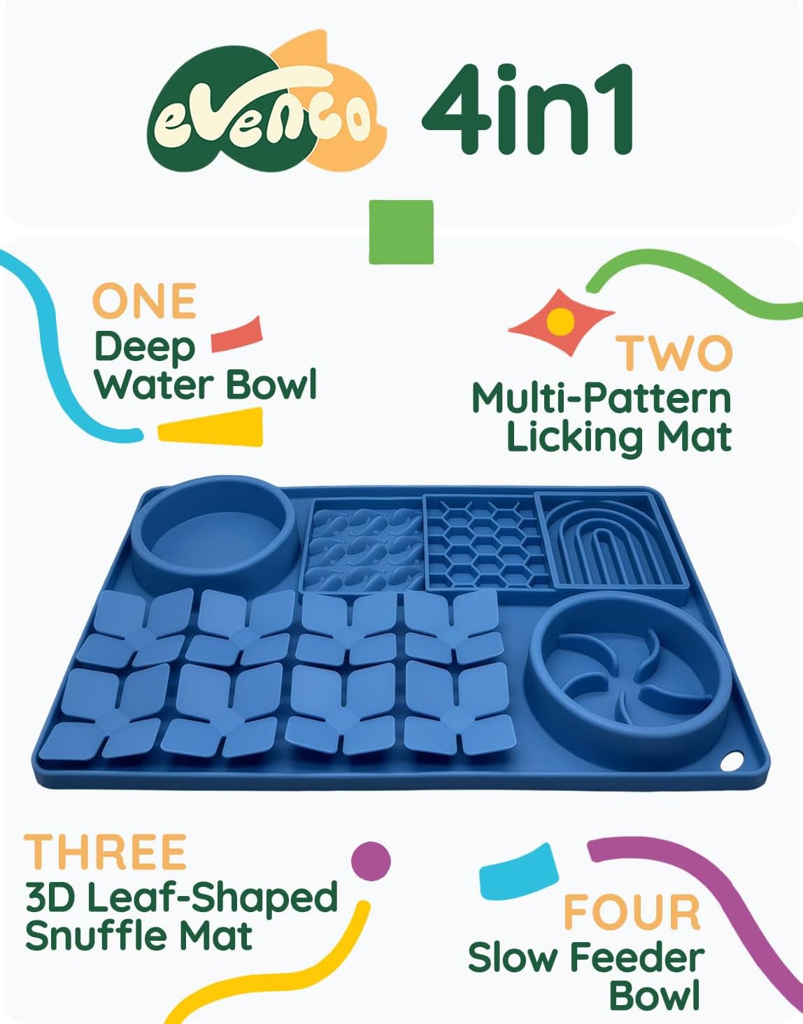 Slow Feeder Bowl, Silicone Lick Mat with Suction Cups for Dog Cat, Snuffle Mat for Pet Smell Training, Puzzle Toys for Bored Puppy, Interactive Sniff Mat for Slow Eating and Keep Busy, Green