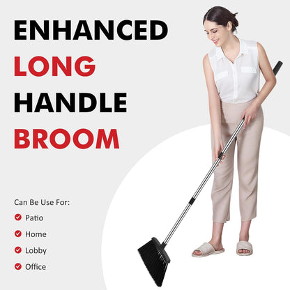 Heavy Duty Broom, 55 Inch Long Handle Outdoor Large Angle Brooms, Commercial Broom for Sweeping Indoor, for Home Garage Kitchen Office Courtyard Lobby Patio Lawn Concrete
