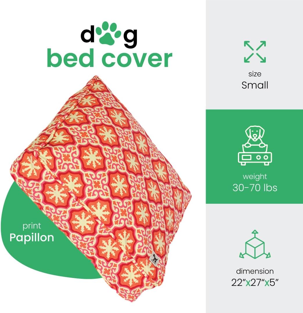 Molly Mutt Medium to Large Dog Bed Cover- Forever Young Print - Measures 27”X36”X5’’ - 100% Cotton - Durable - Breathable - Sustainable - Machine Washable Dog Bed Cover (Dd82b)