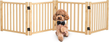Wooden Freestanding Dog Gates,23" H Foldable Wood Pet Gate Indoor, No-Painted Puppy Gate for Doorways, Stairs, 23" Height-2 Panels