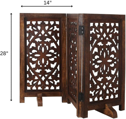 Freestanding Pet Gate for Dogs, Foldable Wooden Dog Gate for House, Indoor Dog Gate for Stair, Doorway, House Design Gates for Dogs Indoor, 72 Inch Wide, (18" x4 Panels 72 inch), Burnt Finish
